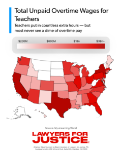 EE. UU., mapa de salarios totales por horas extras no pagadas a los docentes (1)